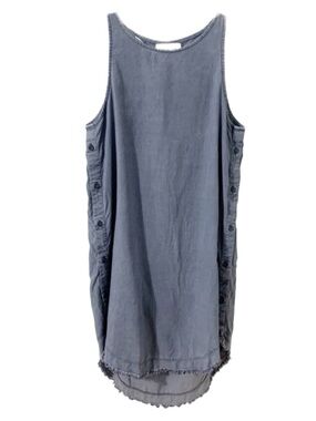 Cloth and Stone Hi-Lo Raw Hemmed Buttons Up Sides Sleeveless Tank Dress Tencel